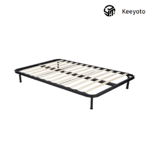 Double size metal bed frame, stable heavy-duty steel slat bed base for couple bedroom, economical double bed support OEM wholesale