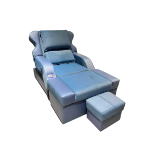 Light Blue Luxury Electric Pedicure Massage Sofa with Adjustable Backrest & Detachable Lifting Footstool, Commercial Spa Recliner Chair with German OKIN Silent Motor